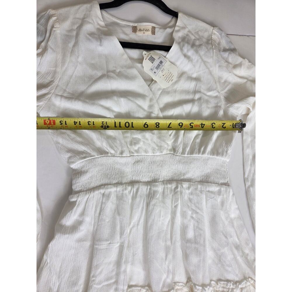 NWT Altar'd State White Long Sleeve Tiered Mini Dress Medium Boho Cottagecore - Picture 4 of 8